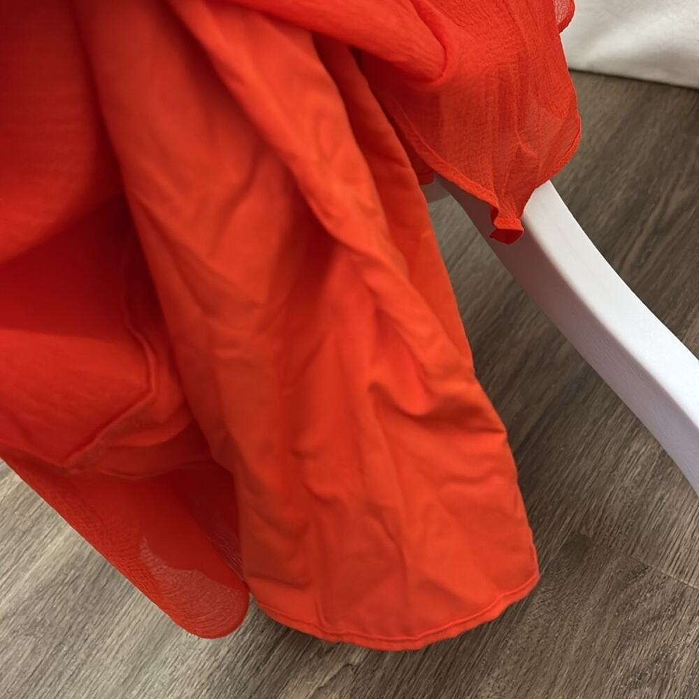 INC maxi ruffle dress fun one shoulder color bright cosmic orange size M party - Picture 8 of 14
